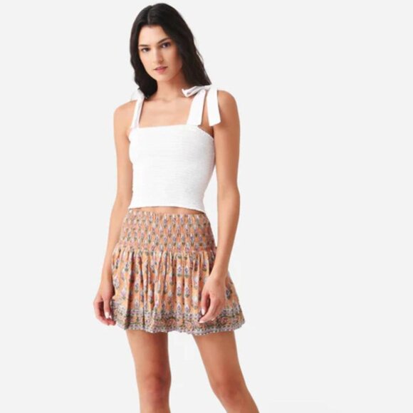NWT: Sur La Vague SLV Cafe Mini Skirt 100% Cotton Floral  Indian Block Print - Picture 3 of 11